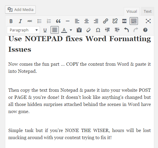 Notepad fixes Word Formatting